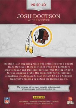2016 Donruss Signature Series - Signature Prime Platinum #70 Josh Doctson Back