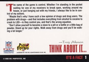 1996 NFL Properties FACT #1 Troy Aikman Back