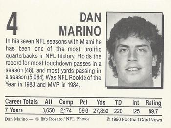 1990 Allan Kaye's Football Card News #4 Dan Marino Back