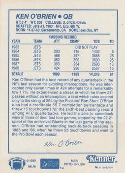 1989 Kenner Starting Lineup Cards One on One Special Edition  #4119087000 Ken O'Brien Back