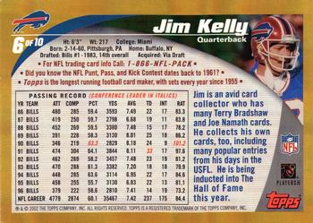 2002 NFL Properties Punt, Pass, and Kick #6 Jim Kelly Back