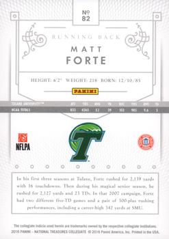 2016 Panini National Treasures Collegiate - Gold #82 Matt Forte Back