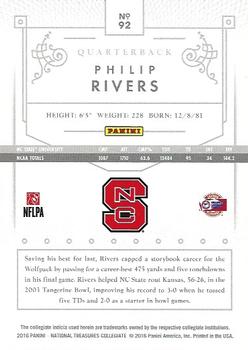 2016 Panini National Treasures Collegiate - Silver #92 Philip Rivers Back