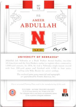 2016 Panini National Treasures Collegiate - Materials Signatures Printing Plates Magenta #18 Ameer Abdullah Back