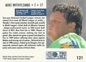 1991 Pro Set WLAF #121 Mike Withycombe Back