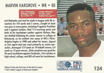 1991 Pro Set WLAF #124 Marvin Hargrove Back