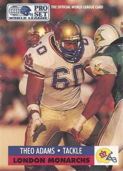 1991 Pro Set WLAF #69 Theo Adams Front