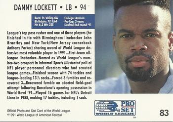 1991 Pro Set WLAF #83 Danny Lockett Back