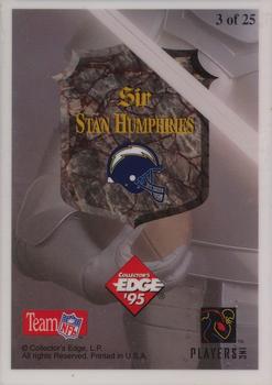 1995 Collector's Edge Excalibur - 22K Ruby Redemption #3 Stan Humphries Back