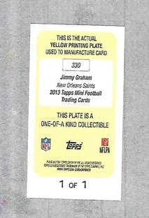 2013 Topps Mini - Printing Plates Yellow #330 Jimmy Graham Back