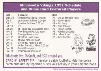1997 Minnesota Vikings Police #NNO1 Cris Carter / Jake Reed Back