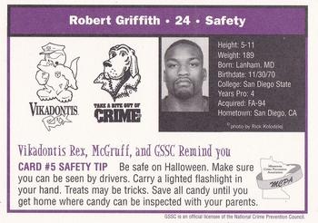1997 Minnesota Vikings Police #NNO5 Robert Griffith Back