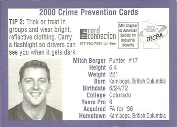 2000 Minnesota Vikings Police #2 Mitch Berger Back