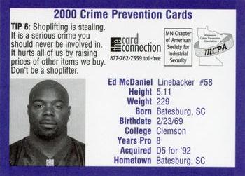 2000 Minnesota Vikings Police #6 Ed McDaniel Back