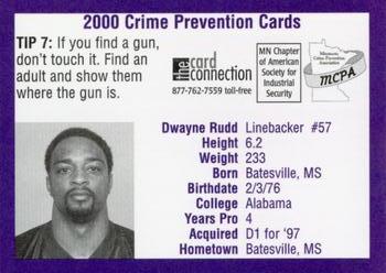 2000 Minnesota Vikings Police #7 Dwayne Rudd Back