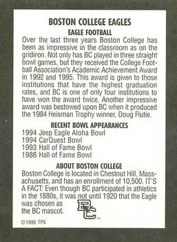 1995 Tony's Pizza College Mascots #NNO Boston College Eagles Back