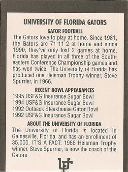 1995 Tony's Pizza College Mascots #NNO Florida Gators Back