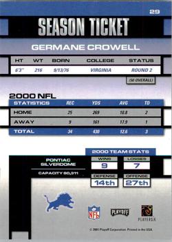 2001 Playoff Contenders - Hawaii Trade Conference 2002 #29 Germane Crowell Back