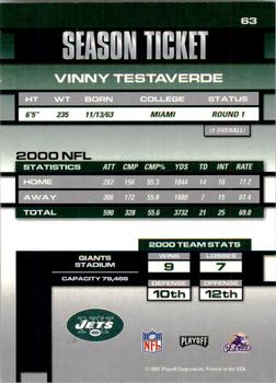 2001 Playoff Contenders - Hawaii Trade Conference 2002 #63 Vinny Testaverde Back