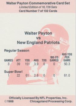 1988 NFL Properties Walter Payton Commemorative #7 Vs. New England Patriots Back