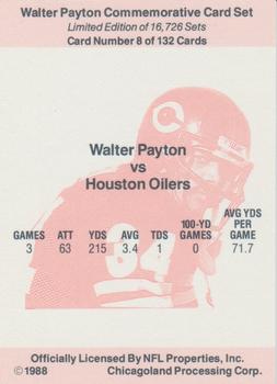 1988 NFL Properties Walter Payton Commemorative #8 Vs. Houston Oilers Back