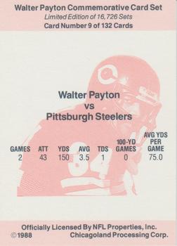 1988 NFL Properties Walter Payton Commemorative #9 Vs. Pittsburgh Steelers Back