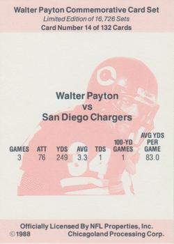 1988 NFL Properties Walter Payton Commemorative #14 Vs. San Diego Chargers Back