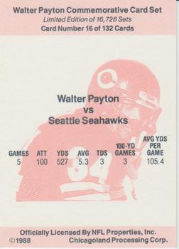 1988 NFL Properties Walter Payton Commemorative #16 Vs. Seattle Seahawks Back