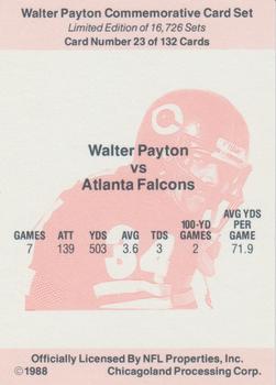 1988 NFL Properties Walter Payton Commemorative #23 Vs. Atlanta Falcons Back