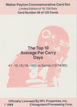 1988 NFL Properties Walter Payton Commemorative #46 The Top 10 Average Per Carry Days Back