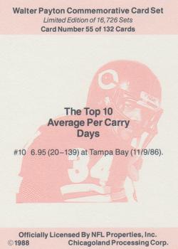 1988 NFL Properties Walter Payton Commemorative #55 The Top 10 Average Per Carry Days Back