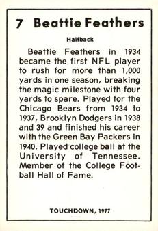 1977 Touchdown Club #7 Beattie Feathers Back