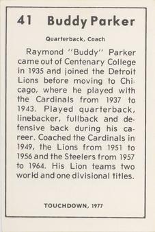 1977 Touchdown Club #41 Buddy Parker Back