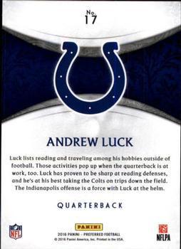 2016 Panini Crown Royale #17 Andrew Luck Back