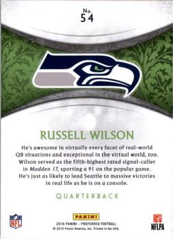 2016 Panini Crown Royale #54 Russell Wilson Back