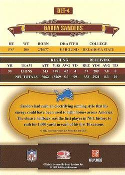 2007 Donruss Thanksgiving Detroit Lions #DET-4 Barry Sanders Back