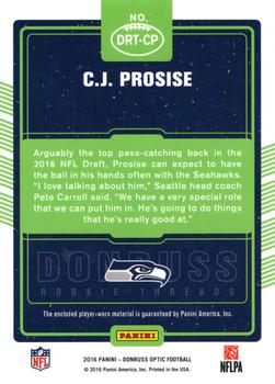 2016 Donruss Optic - Rookie Threads Blue And Green #DRT-CP C.J. Prosise Back