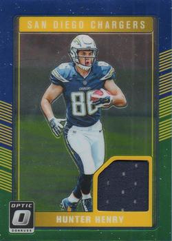 2016 Donruss Optic - Rookie Threads Blue And Green #DRT-HH Hunter Henry Front