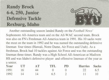 1993 BYU Cougars #NNO Randy Brock Back