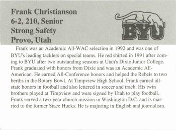 1993 BYU Cougars #NNO Frank Christianson Back