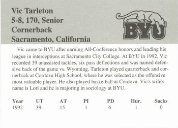 1993 BYU Cougars #NNO Vic Tarleton Back