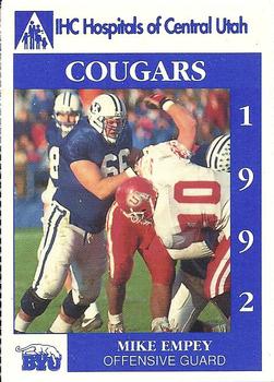 1992 BYU Cougars Safety #NNO Mike Empey Front