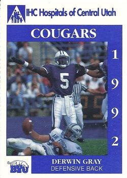 1992 BYU Cougars Safety #NNO Derwin Gray Front