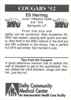 1992 BYU Cougars Safety #NNO Eli Herring Back