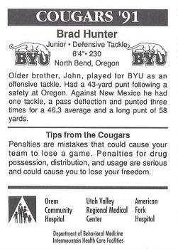 1991 BYU Cougars Safety #NNO Brad Hunter Back