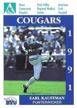 1991 BYU Cougars Safety #NNO Earl Kauffman Front