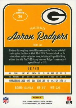 2016 Donruss Optic - Red #36 Aaron Rodgers Back