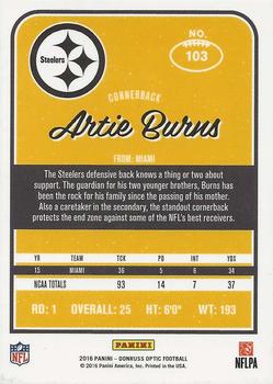 2016 Donruss Optic - Red and Yellow #103 Artie Burns Back
