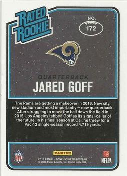 2016 Donruss Optic - Red and Yellow #172 Jared Goff Back
