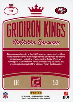 2016 Donruss Optic - Gridiron Kings #19 Navorro Bowman Back